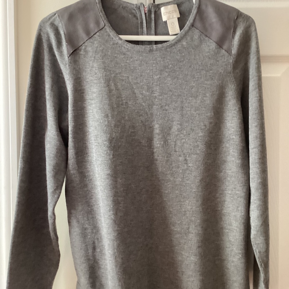 Chico’s Grey Pullover Sweater, Size O ( Small 4/6)